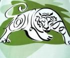 Η τίγρη, το σύμβολο τίγρη, το Έτος της Τίγρης. Το τρίτο σημάδι από τα δώδεκα ζώα του κινεζικού ζωδιακού κύκλου